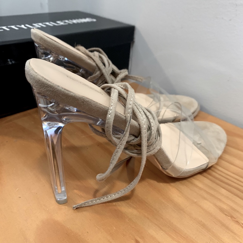 Clear Strap Up Heels